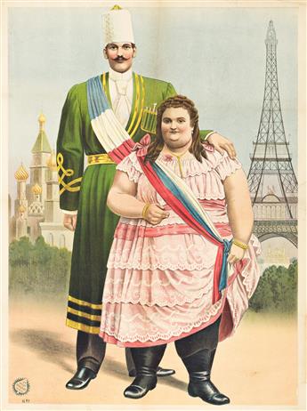 DESIGNER UNKNOWN.  [THE GIANT PISJAKOFF OF MOSCOW & FRENCH FAT LADY]. Circa 1890s. 32¾x24¼ inches, 83¼x61½ cm. Adolph Friedländer, Hamb